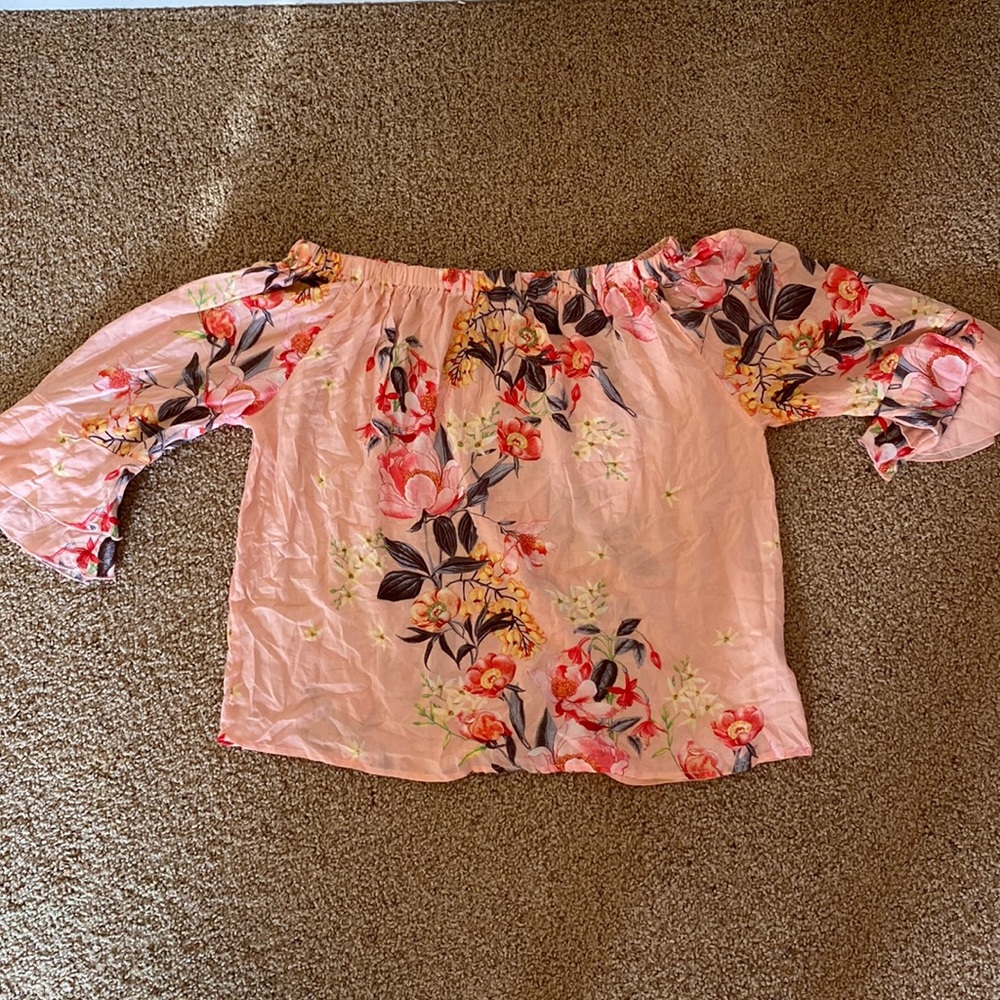 NWOT Grand & Greene pink floral off-the-shoulder top